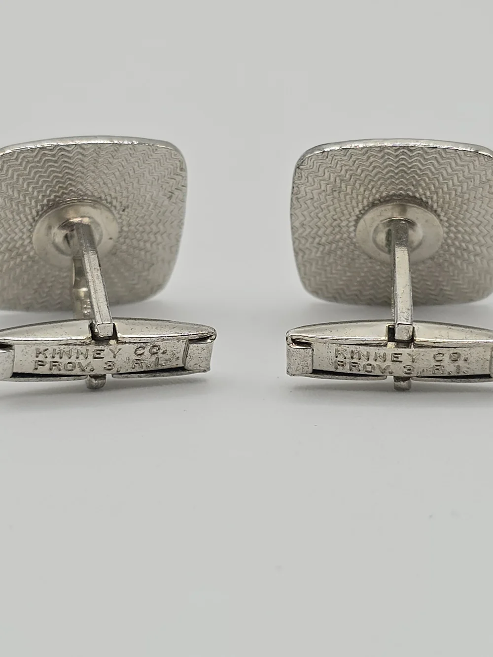 VTG Kinney U.S. Navy Medical Dept Cufflinks Silver Tone Black Enamel Bullet Back